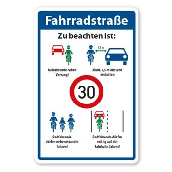 Fahrradstraße Schild mit Regeln