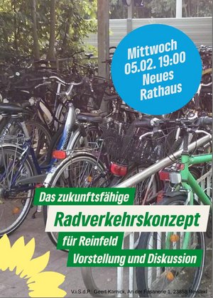 abgestellte Fahrräder am Bahnhof Reinfeld als Motiv für das Plakat der Veranstaltung zum Radverkehrskonzept der Grünen